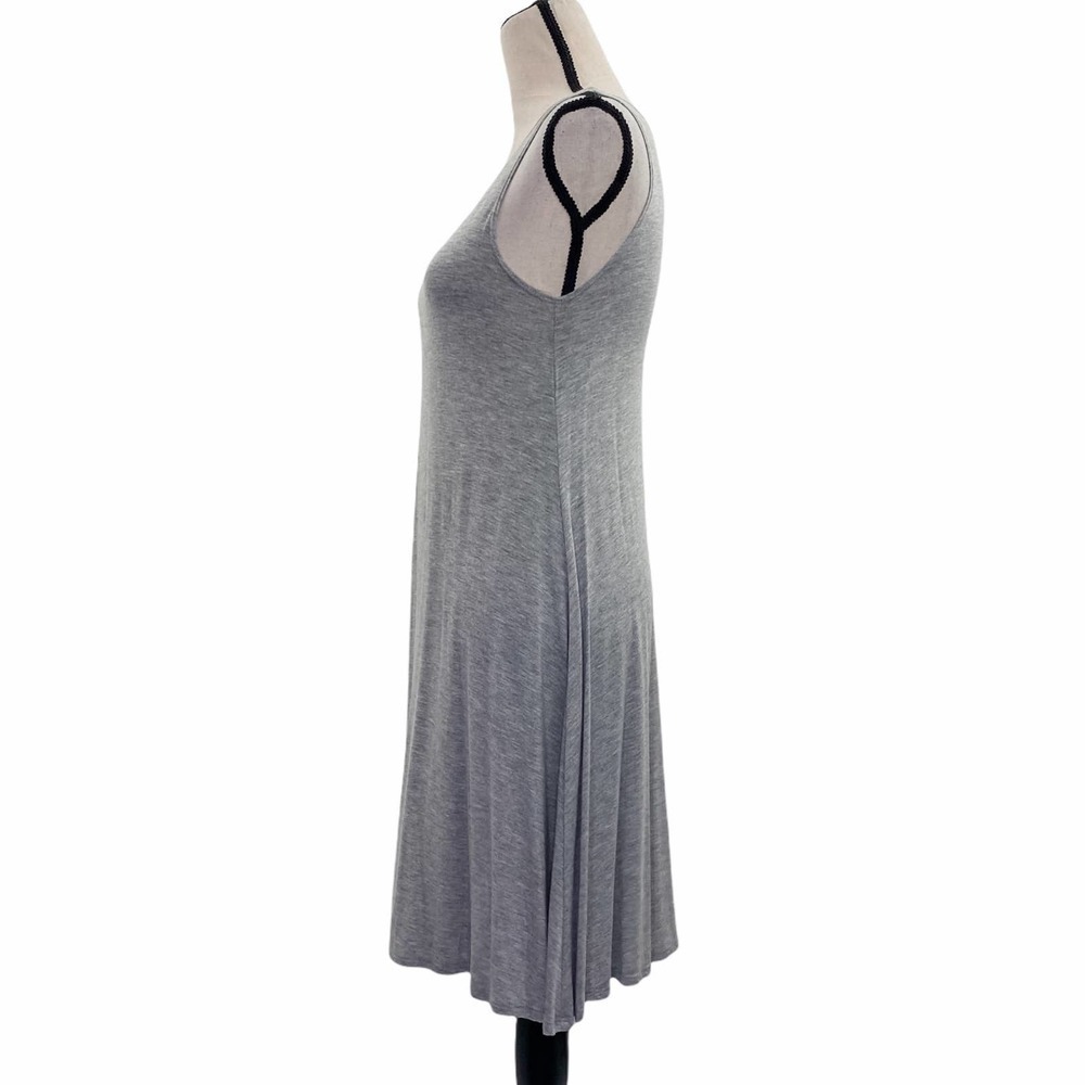 DEREK Heart Solid Gray Mini A-Line Sleeveless Round Neck Tank Mini Dress - Picture 3 of 11